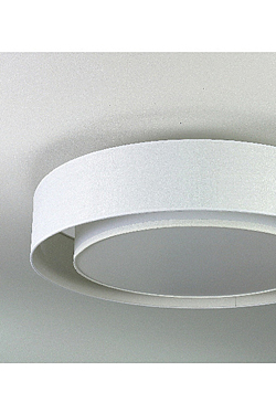 White fabric ceiling light with double shade. Hind Rabii. 