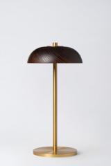 Gold cordless lamp with dark wooden shade Bolacha. HISLE. Gold cordless lamp with dark wooden shade Bolacha. HISLE.