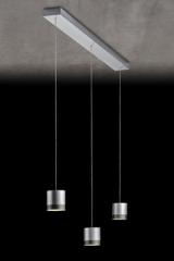 Aura 3-light pendant lamp in matt aluminium and black. Holtkötter. 