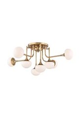 Fleming 8-light gold trumpet ceiling light. Hudson Valley. 