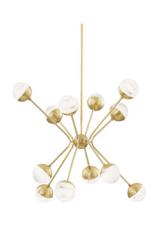 Saratoga Sputnik 12-light chandelier in aged brass and alabaster. Hudson Valley. 