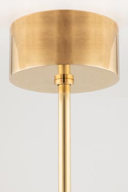 Saturn asymmetric chandelier in gold metal. Hudson Valley. 