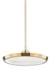  Round pendant lamp on gold stem with LED light Draper. Hudson Valley. 