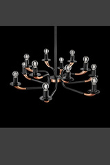 Copper and black metal chandelier, 12 lights Olimpo. Italamp. Copper and black metal chandelier, 12 lights Olimpo. Italamp.