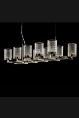 Quarzo 10-light rectangular chandelier in Murano crystal. Italamp. 