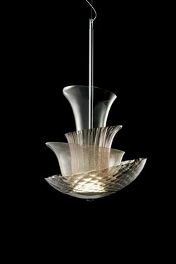 Trevi contemporary pendant lamp in clear glass cups. Italamp. 