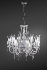 Lustre en cristal et pampilles Swarovski transparent. Italamp. Lustre en cristal et pampilles Swarovski transparent. Italamp.