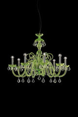 Lustre en cristal vert et pampilles transparentes en Swarovski Evergreen. Italamp. Lustre en cristal vert et pampilles transparentes en Swarovski Evergreen. Italamp.