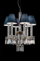 Lustre 6 lumières en cristal et pampilles en cristal Swarovski. Italamp. Lustre 6 lumières en cristal et pampilles en cristal Swarovski. Italamp.