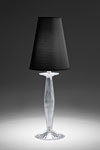 Phebo lampe de table en cristal translucide et abat-jour conique noir. Italamp. 