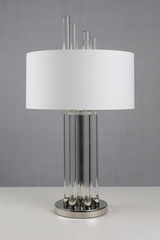Moroni lampe de table chrome et verre. Le Dauphin. Moroni lampe de table chrome et verre. Le Dauphin.