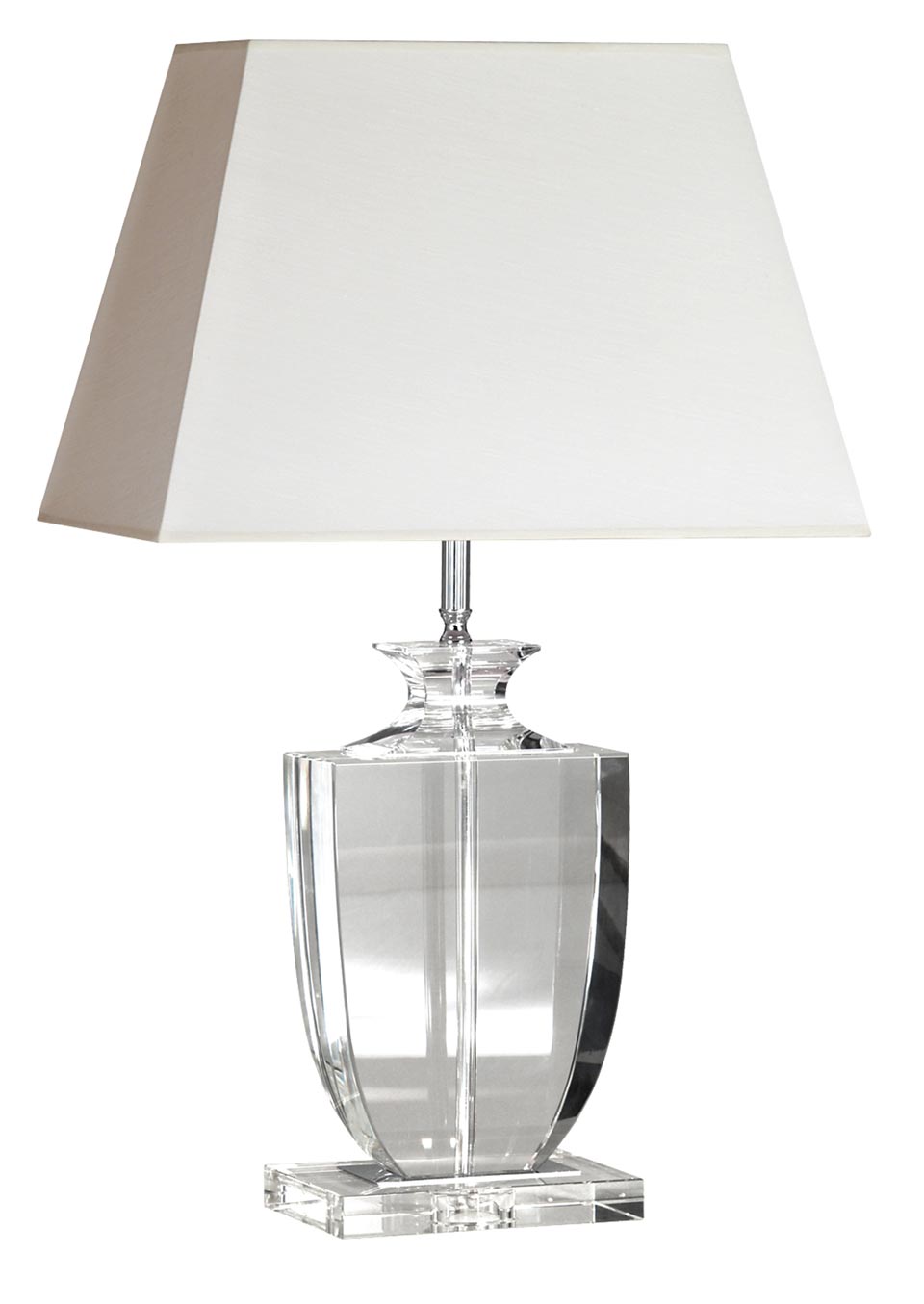 Glass table lamp witth ivory shade 