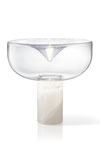 Lampe de table Aella en marbre blanc et verre clair petit modèle. Leucos. 