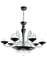 Lustre Orleans 12 lumières noir brillant en verre . Leucos. Lustre Orleans 12 lumières noir brillant en verre . Leucos.