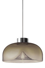 Suspension Aella mini en verre teinté cognac et métal chromé grand modèle. Leucos. Suspension Aella mini en verre teinté cognac et métal chromé grand modèle. Leucos.