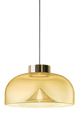 Suspension design année 70 en verre ambré Aella mini grand modèle. Leucos. Suspension design année 70 en verre ambré Aella mini grand modèle. Leucos.