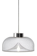 Suspension Design en verre bullé et métal chromé Aella mini grand modèle. Leucos. Suspension Design en verre bullé et métal chromé Aella mini grand modèle. Leucos.