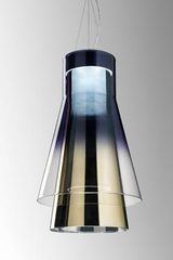 Suspension Trigona noire et dorée en verre miroir, semi-transparent et transparent. Leucos. Suspension Trigona noire et dorée en verre miroir, semi-transparent et transparent. Leucos.