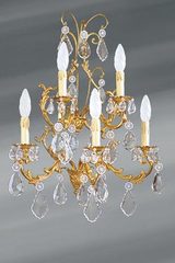 Applique de style Louis XV bronze doré et cristal cinq lumières. Lucien Gau. 