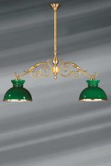 billiard chandelier Dutch style in patinated brass. Lucien Gau. 