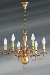 Dutch style chandelier in brass six lights. Lucien Gau. 