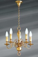 Small brass chandelier in Dutch style five lights. Lucien Gau. 