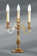 Lampe chandelier Louis XIII à trois branches bronze massif. Lucien Gau. 