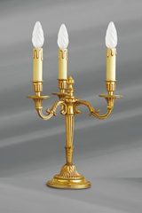 Lampe chandelier Louis XVI bronze doré trois lumières. Lucien Gau. 