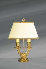 Lampe dorée double chandelier Louis XVI. Lucien Gau. 