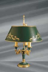 Lampe en bronze massif de style Empire, abat jour et éléments en métal laqué. Lucien Gau. 