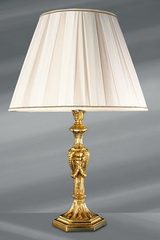 Lampe Louis XIV dorée bronze massif doré abat-jour blanc. Lucien Gau. 