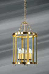 Lanterne en verre et bronze massif de style classique à six lumières . Lucien Gau. 