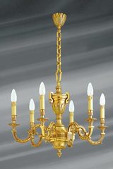 Lustre, Louis XVI, en bronze doré, six lumières. Lucien Gau. 