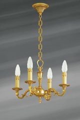 Petit lustre, Louis XVI, en bronze doré, quatre lumières. Lucien Gau. 