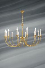 Sologne lustre chandelier en laiton doré. Lucien Gau. 