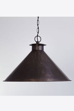 55cm conical outdoor hanging lamp in old brass Chapeau Dupont. Lum’Art. 