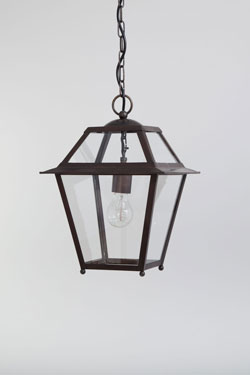 Pont-Neuf black outdoor pendant light in old brass. Lum’Art. 