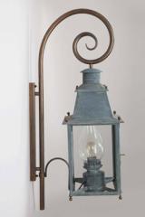 19th century exterior wall light in old zinc on a bracket  Gare. Lum’Art. 