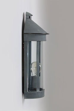 Old zinc half-cylinder exterior wall light  Luxembourg. Lum’Art. 