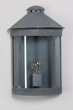 Old zinc half-cylinder exterior wall light  Luxembourg. Lum’Art. 