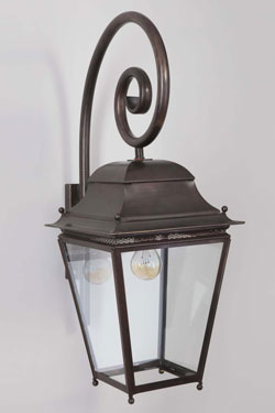 Outdoor wall lantern on spiral stem, large model, Chantilly. Lum’Art. 