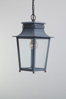 Outdoor lantern suspension in old zinc Cluny. Lum’Art. 