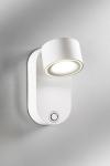 Akku white metal swivel cordless spotlight. Lupia Licht. 