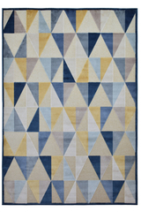 Tapis Provence motifs géométriques bleu 60X110. MA Salgueiro. 