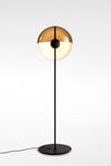 Theia floor lamp, LED lighting and half-shell shade with dimmer switch in black metal. Marset. 