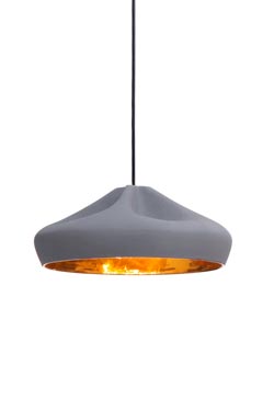 Pleat Box grey ceramic pendant with draped effect. Marset. 