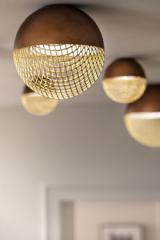 Patinated bronze ball ceiling lamp with integrated LED light Iglu 13cm. Masiero. 