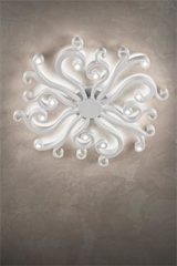 White ceiling lamp in expandedpolyurethane and varnished metal Virgo . Masiero. White ceiling lamp in expandedpolyurethane and varnished metal Virgo . Masiero.