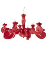 Contemporary red chandelier in scrolls Botero 10 lights. Masiero. Contemporary red chandelier in scrolls Botero 10 lights. Masiero.