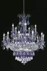 Large 15-light chandelier in clear crystal and polished stainless steel. Masiero. Large 15-light chandelier in clear crystal and polished stainless steel. Masiero.